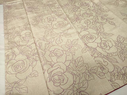 平和屋着物●お召　薔薇　バラ　正絹　逸品　AABG2673ck