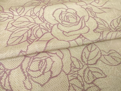 平和屋着物●お召　薔薇　バラ　正絹　逸品　AABG2673ck