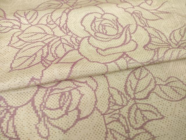 平和屋着物●お召　薔薇　バラ　正絹　逸品　AABG2673ck