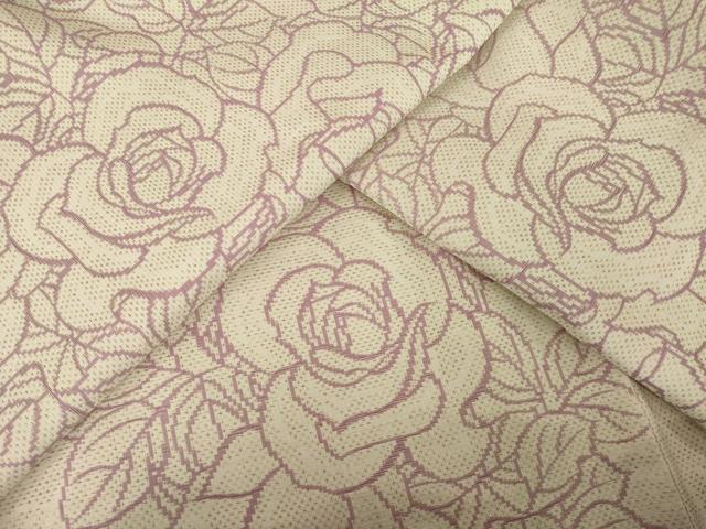 平和屋着物●お召　薔薇　バラ　正絹　逸品　AABG2673ck