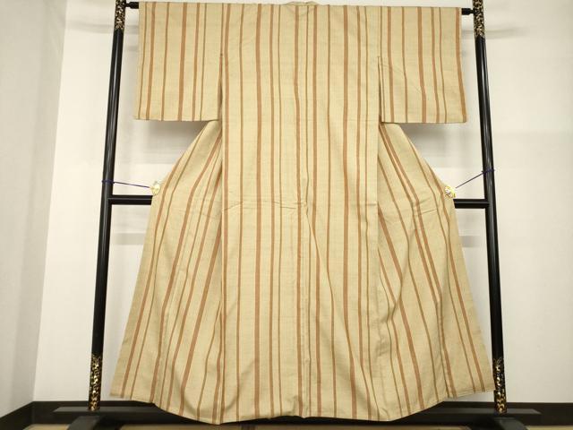 平和屋着物●本場結城紬　重要無形文化財　80亀甲　縞　正絹　逸品　AABG2674ck