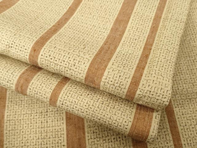 平和屋着物●本場結城紬　重要無形文化財　80亀甲　縞　正絹　逸品　AABG2674ck