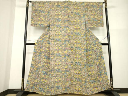 平和屋着物●上質な小紋　有栖川文様　鬼しぼ縮緬　正絹　逸品　AABG2677ck