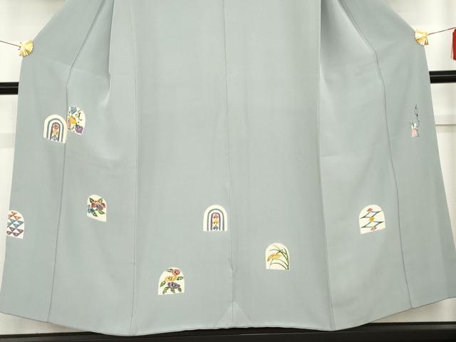 平和屋着物●人間国宝 芹沢圭介一番弟子 下平清人 訪問着 型染め 草花文 正絹 逸品 AABG2682cs