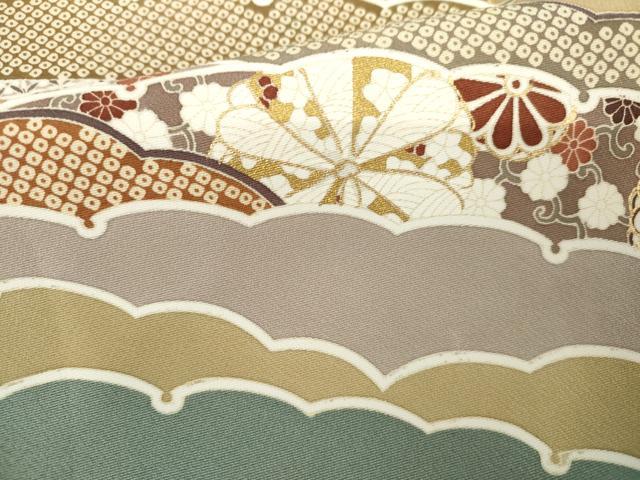 平和屋着物●青山みとも 訪問着 雪輪鹿の子吉祥草花文 金彩 正絹 逸品 AABG2684cs