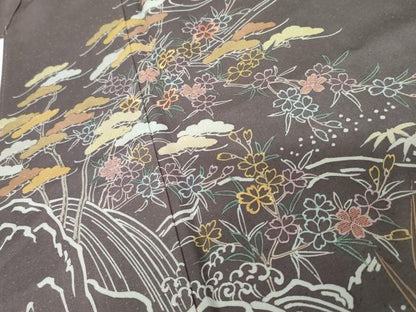 平和屋着物●創業460年・千總　訪問着　刺繍　松竹梅流水風景文　三越扱い　正絹　逸品　未使用　AABG2686cs