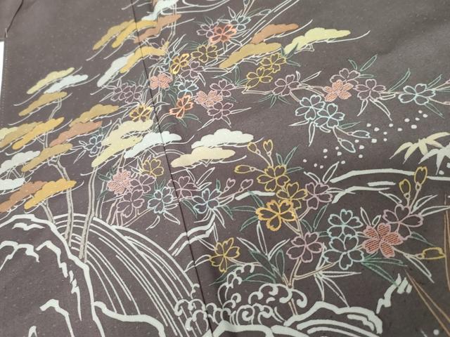 平和屋着物●創業460年・千總　訪問着　刺繍　松竹梅流水風景文　三越扱い　正絹　逸品　未使用　AABG2686cs