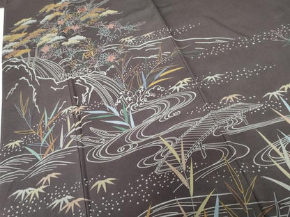 平和屋着物●創業460年・千總　訪問着　刺繍　松竹梅流水風景文　三越扱い　正絹　逸品　未使用　AABG2686cs