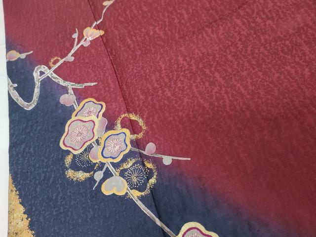 平和屋着物●豪華振袖　枝梅文　暈し染め　金彩　正絹　逸品　AABG2687cs