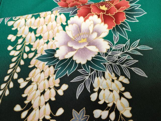平和屋着物●豪華振袖　草花文　藤花房文　暈し染め　金彩　正絹　逸品　AABG2690cs