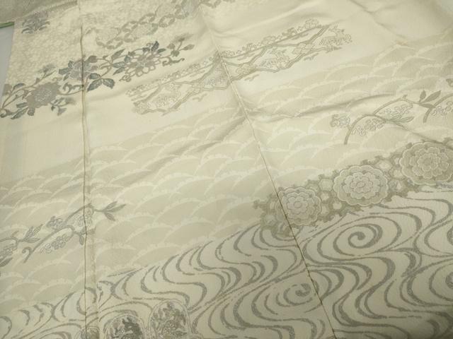 平和屋着物●訪問着　花兎　花唐草　有栖川文様　銀彩　正絹　逸品　AABG2691cs