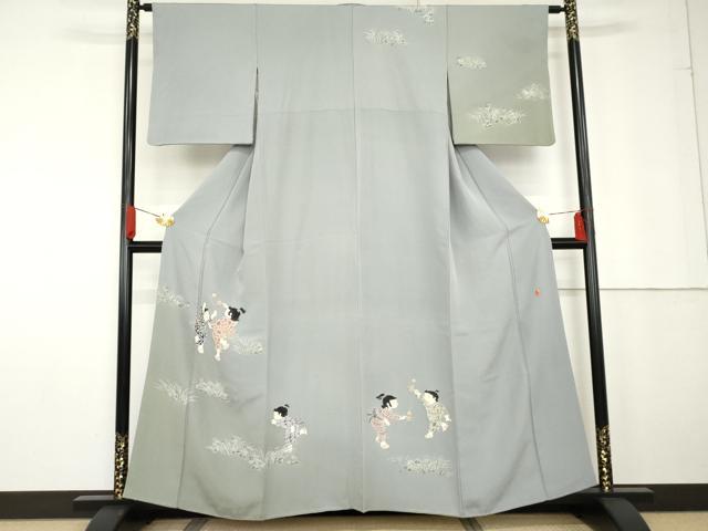平和屋着物●十日町友禅作家　関口遼一　訪問着　童子遊び　暈し染め　正絹　逸品　AABG2693cs
