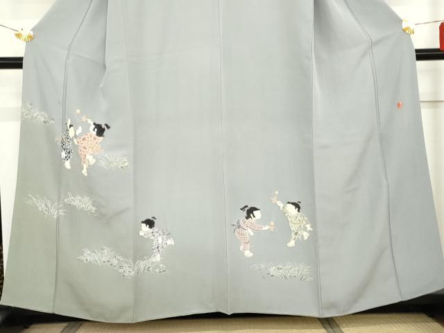 平和屋着物●十日町友禅作家　関口遼一　訪問着　童子遊び　暈し染め　正絹　逸品　AABG2693cs