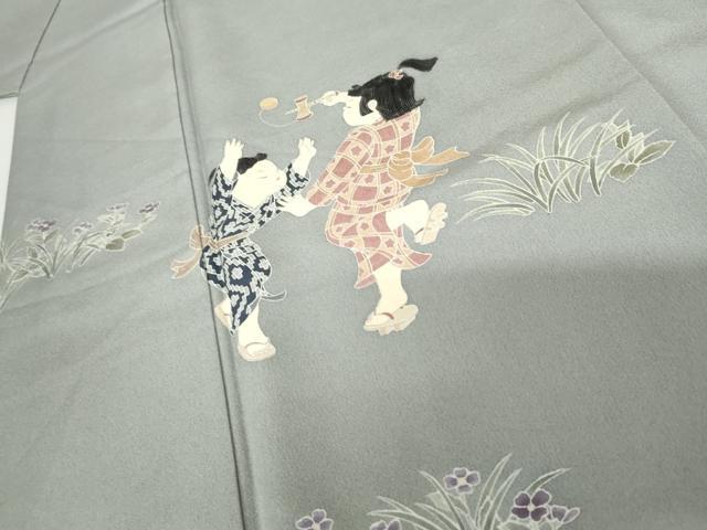 平和屋着物●十日町友禅作家　関口遼一　訪問着　童子遊び　暈し染め　正絹　逸品　AABG2693cs