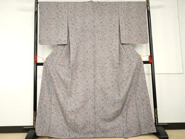 平和屋着物●上質な小紋　型染め　石畳草花文　正絹　逸品　未使用　AABG2695cs