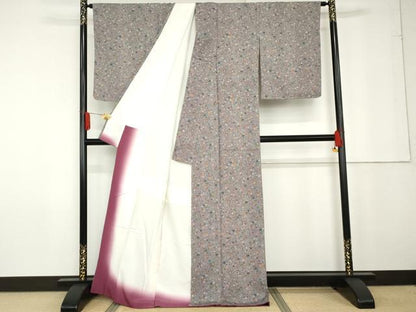 平和屋着物●上質な小紋　型染め　石畳草花文　正絹　逸品　未使用　AABG2695cs