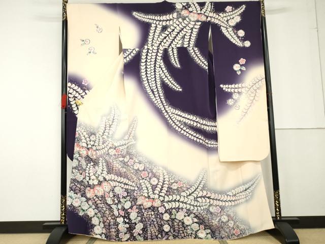 平和屋着物●越後十日町の一流染匠 桐屋・翠山工房 振袖 辻が花 暈し染め やまと誂製 正絹 逸品 AABG2697cs
