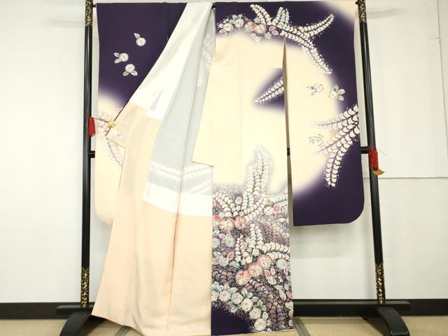 平和屋着物●越後十日町の一流染匠 桐屋・翠山工房 振袖 辻が花 暈し染め やまと誂製 正絹 逸品 AABG2697cs
