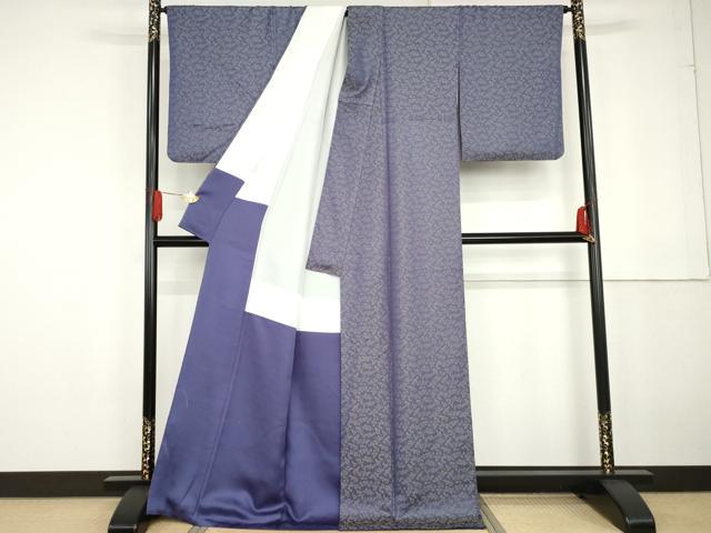 平和屋着物●黄金糸 お召 舞葉文 正絹 逸品 AABG2702cs