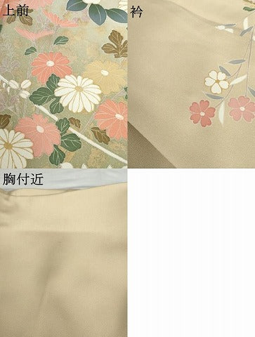 平和屋着物●訪問着 友禅 枝花文 暈し染め 丹後ちりめん 反端付き 正絹 逸品 AABG2703cs