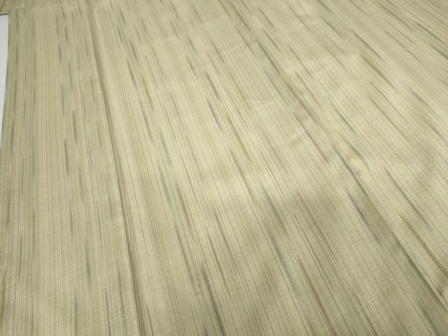 平和屋着物●渡源織物謹製　米沢絣　紬　縞　反端付き　正絹　逸品　未使用　AABG2705cs
