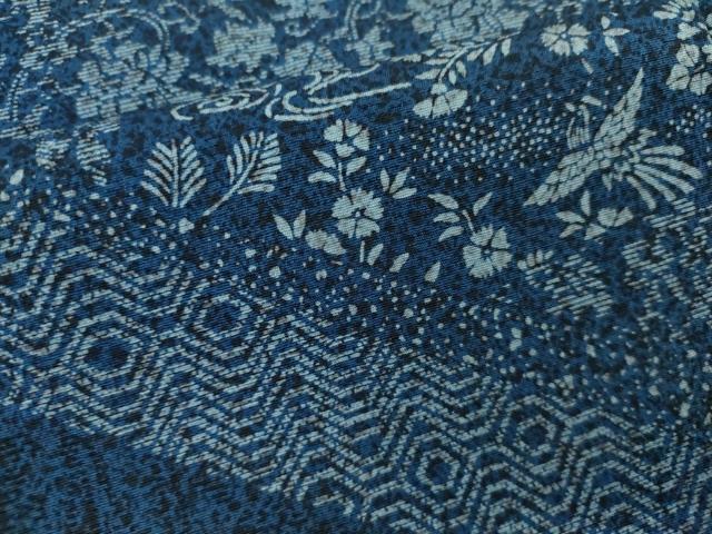 平和屋着物●訪問着　長襦袢(無双仕立て)セット　藍　鳳凰草花文　正絹　逸品　未使用　AABG2706cs