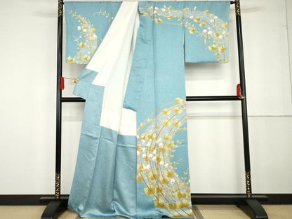 平和屋着物●京友禅作家　池内路一　訪問着　胡蝶蘭　金彩　正絹　逸品　AABG2709cs