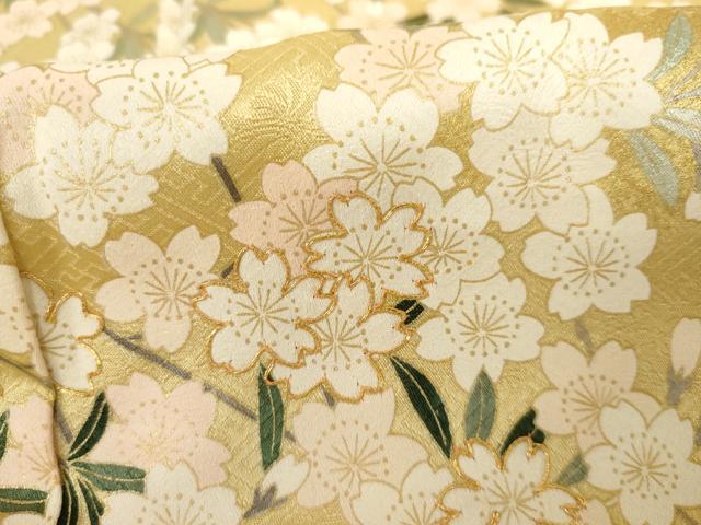 平和屋着物●訪問着　駒刺繍　枝垂れ桜文　暈し染め　金彩　正絹　逸品　AABG2711cs