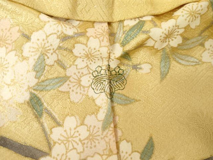 平和屋着物●訪問着　駒刺繍　枝垂れ桜文　暈し染め　金彩　正絹　逸品　AABG2711cs