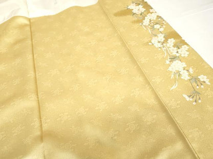 平和屋着物●訪問着　駒刺繍　枝垂れ桜文　暈し染め　金彩　正絹　逸品　AABG2711cs