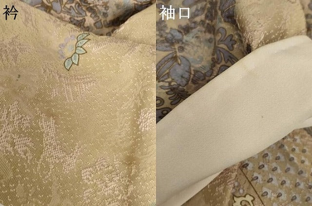 平和屋着物●訪問着　お召地　洋花文　正絹　逸品　AABG2714cs