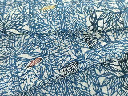 平和屋着物●上質な小紋　本藍　型染め　笹竹文　鬼しぼ縮緬　正絹　逸品　AABG2715cs