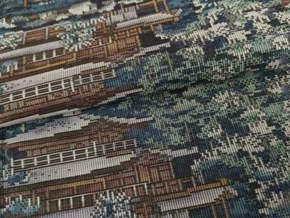 平和屋着物●本場大島紬 泥染め カタス7マルキ 総絣 風景文 くぼた謹製 優粋 証紙付き 正絹 逸品 AABG2718cs