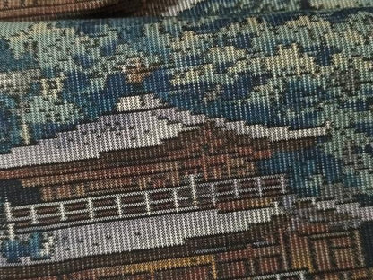 平和屋着物●本場大島紬 泥染め カタス7マルキ 総絣 風景文 くぼた謹製 優粋 証紙付き 正絹 逸品 AABG2718cs