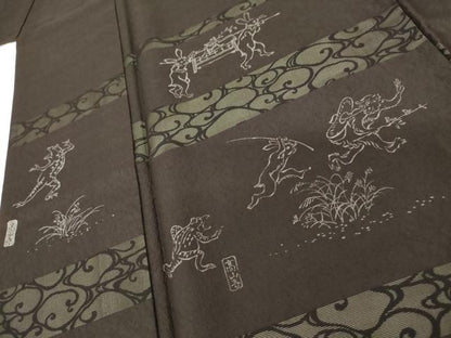 平和屋着物●訪問着 すかし織 鳥獣戯画 正絹 逸品 AABG2720cs