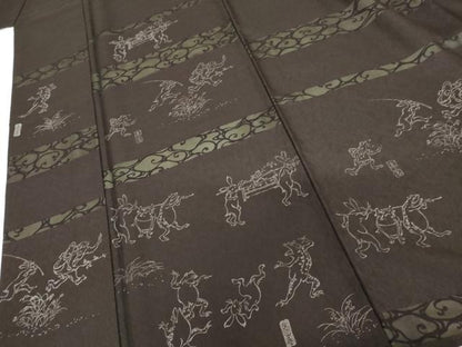 平和屋着物●訪問着 すかし織 鳥獣戯画 正絹 逸品 AABG2720cs