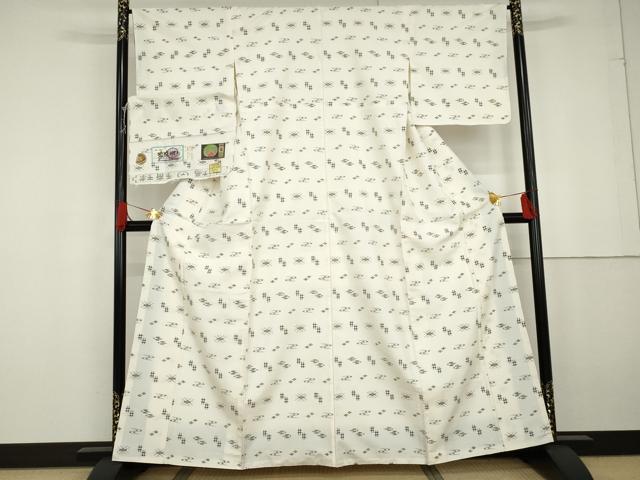 平和屋着物●本場琉球絣 紬 手織り 琉球絣文様 大城誠光作 証紙付き 正絹 逸品 未使用 AABG2721cs