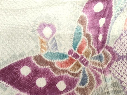 平和屋着物●名門　藤娘きぬたや・総絞り　振袖　孔雀花蝶文　正絹　逸品　AABG2722cs