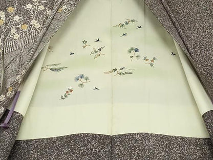 平和屋着物●人間国宝　森口華弘　蒔糊友禅　蒔糊散らし　羽織　枝梅　たたく染め　金糸　金彩　正絹　逸品　AABG2723cs