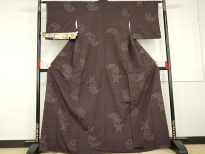 平和屋着物●本場結城玉紬 80亀甲 結織苑 雪輪草花文 証紙付き 正絹 逸品 AABG2727cs