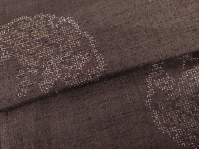 平和屋着物●本場結城玉紬 80亀甲 結織苑 雪輪草花文 証紙付き 正絹 逸品 AABG2727cs