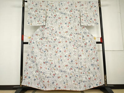 平和屋着物●上質な小紋 枝花文 正絹 逸品 AABG2728cs