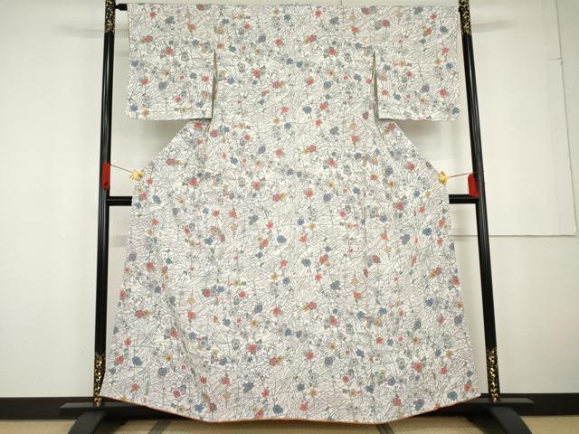 平和屋着物●上質な小紋 枝花文 正絹 逸品 AABG2728cs