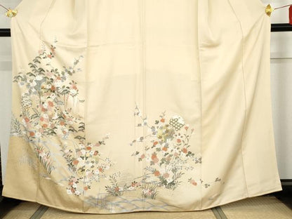平和屋着物●訪問着 雪輪枝花文 暈し染め 金彩 正絹 逸品 AABG2729cs