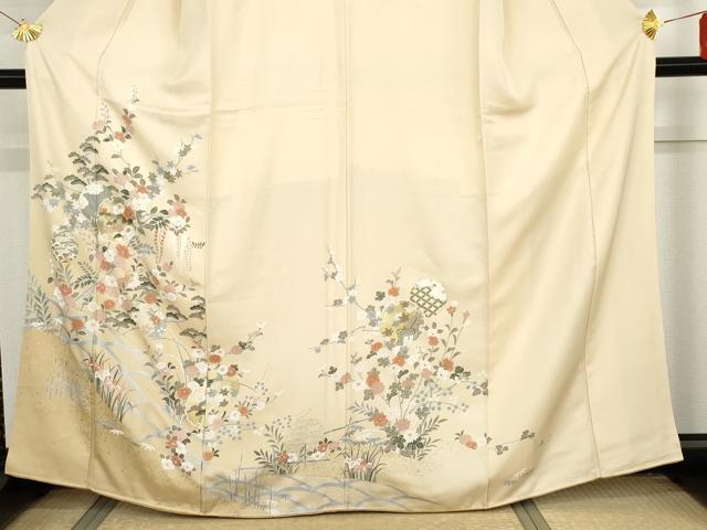 平和屋着物●訪問着 雪輪枝花文 暈し染め 金彩 正絹 逸品 AABG2729cs