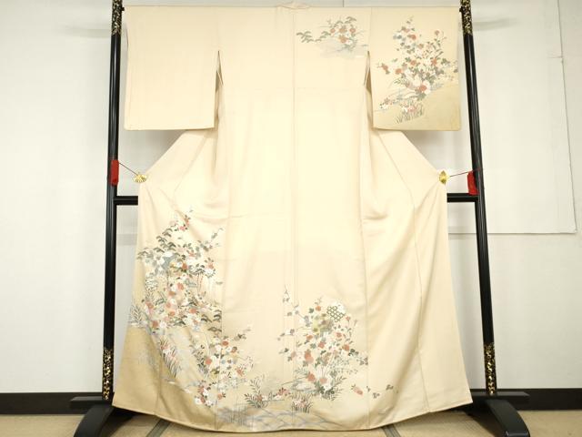 平和屋着物●訪問着 雪輪枝花文 暈し染め 金彩 正絹 逸品 AABG2729cs
