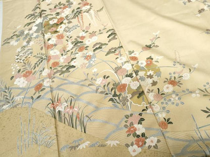 平和屋着物●訪問着 雪輪枝花文 暈し染め 金彩 正絹 逸品 AABG2729cs