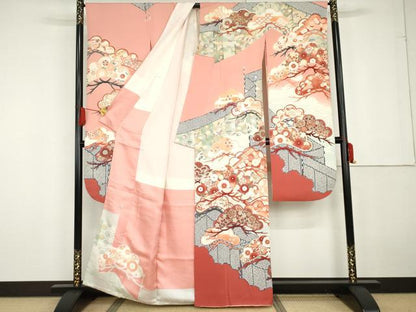 平和屋着物●豪華振袖 立波吉祥松文 暈し染め 金銀彩 正絹 逸品 AABG2733cs