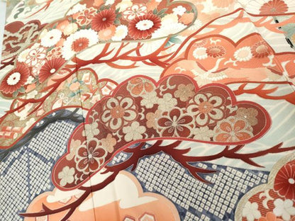 平和屋着物●豪華振袖 立波吉祥松文 暈し染め 金銀彩 正絹 逸品 AABG2733cs