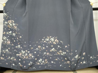 平和屋着物●訪問着 友禅 吹き寄せ花文 敷松葉 正絹 逸品 AABG2734cs